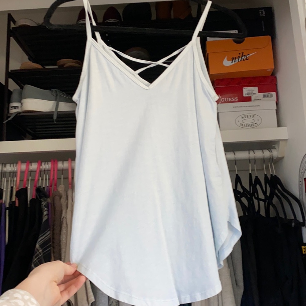 Cris cross blue tank